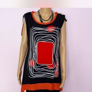 Stylish Black and Red Women's Top